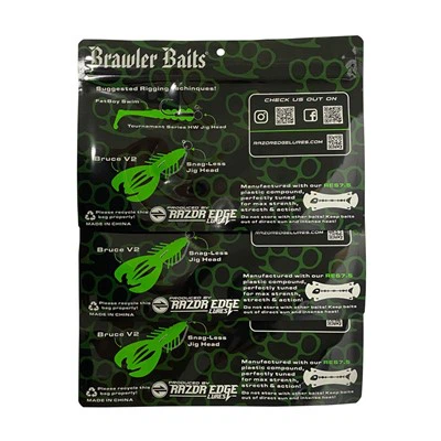 Custom Print Vista Vindu Fiske lokke Ormer Agn Mylar Pakke Glidelås Bag